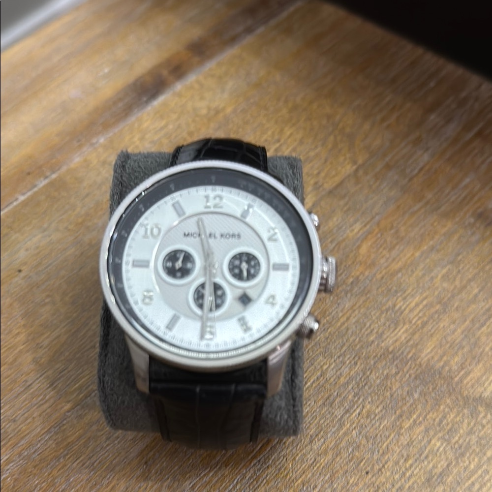 Michael Kors Silver and Black Chronograph Watch